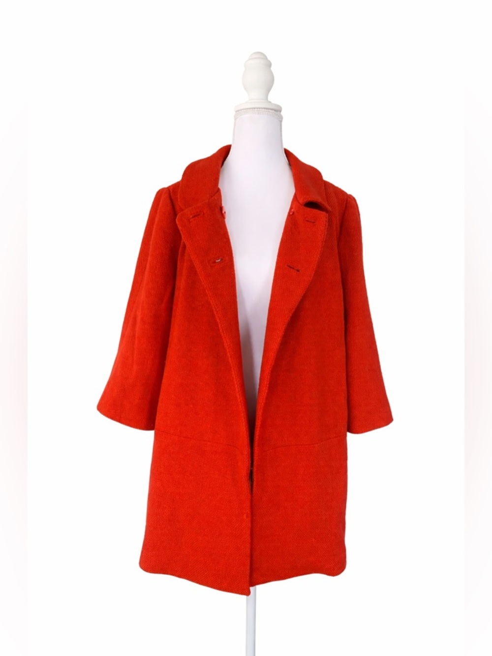 Banana Republic Orange Wool Blend Double Breasted Coat Retro Mod M - Picture 4 of 6